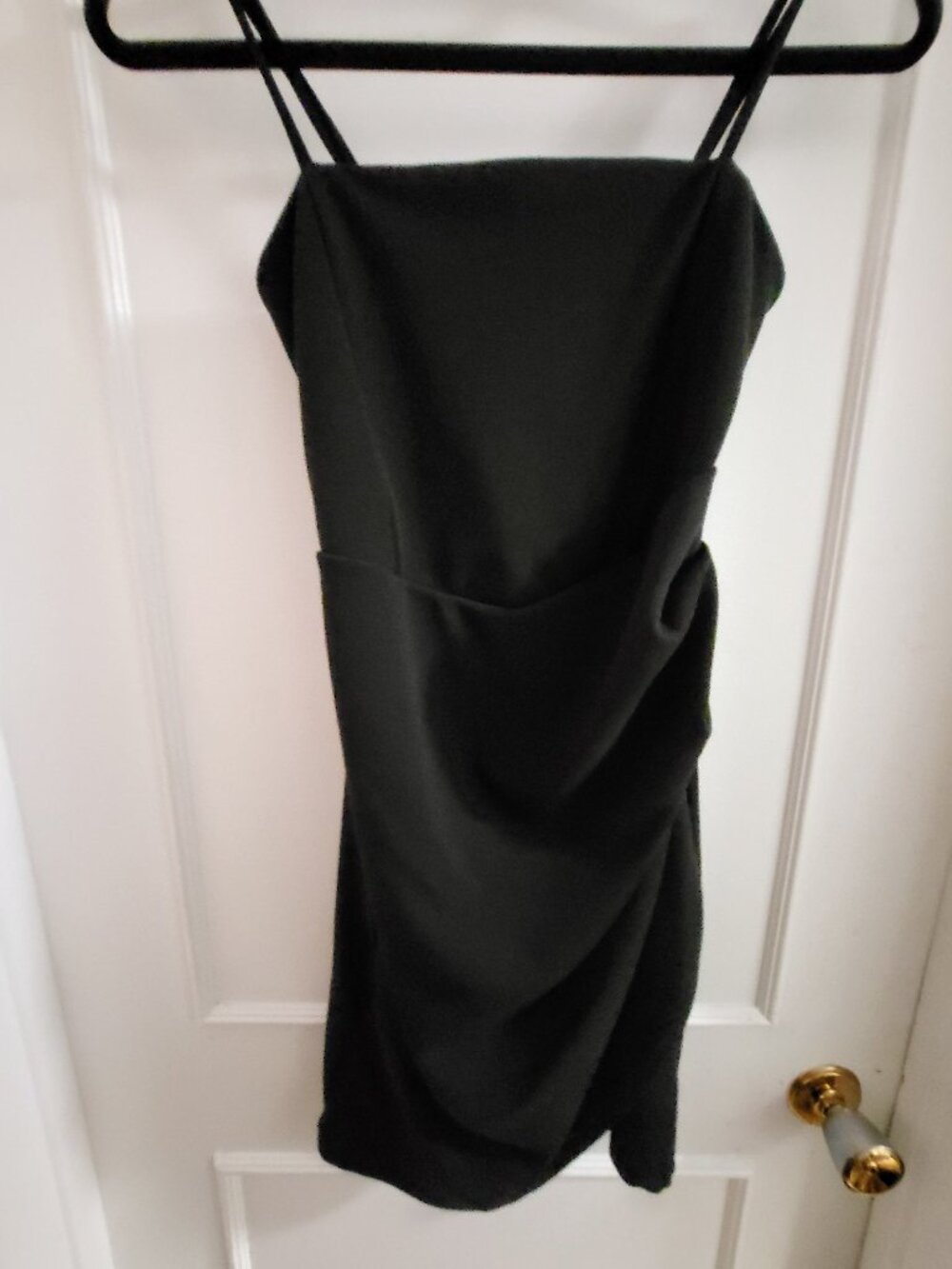 Revamped Black Ruched Bodycon Mini Dress - Size Small
